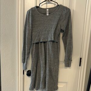Latched Mama Gray Cuffed Sleeve Sweater Dress